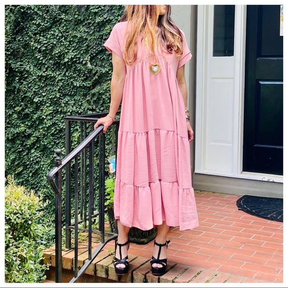 MADE IN ITALY FABULOUS V TIERED MAXI DRESS - Picture 3 of 7